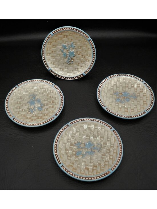 Temptations Other - Temptations Floral Lace Basket Weave Bread Plates Light Blue 4 PC Hard to Find